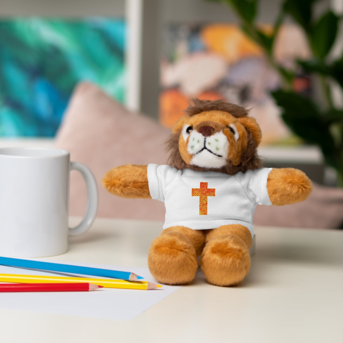 Teddy Bear with Tee, Christian Themed Stuffed Animal, Personalized Gift for Kids, Religious Snuggle Buddy, Baptism & Celebration Decor
