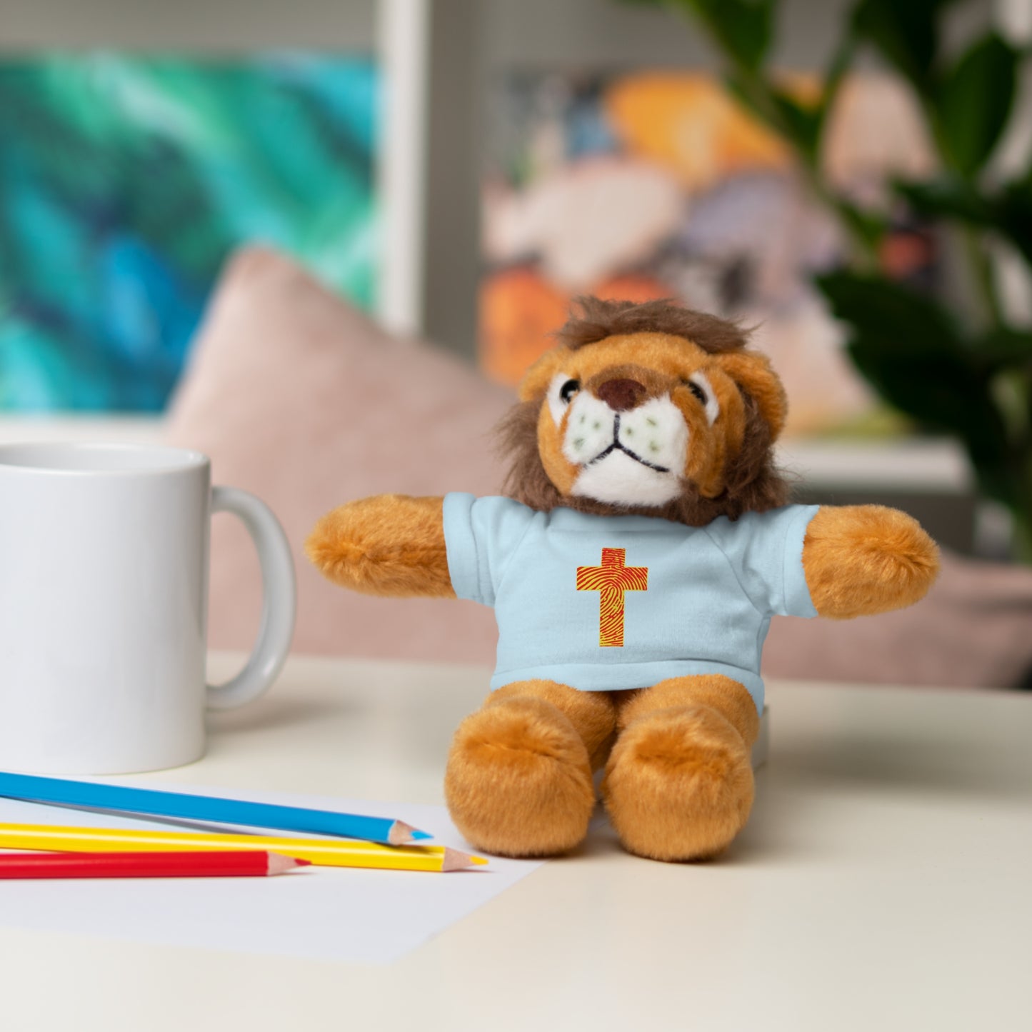 Teddy Bear with Tee, Christian Themed Stuffed Animal, Personalized Gift for Kids, Religious Snuggle Buddy, Baptism & Celebration Decor