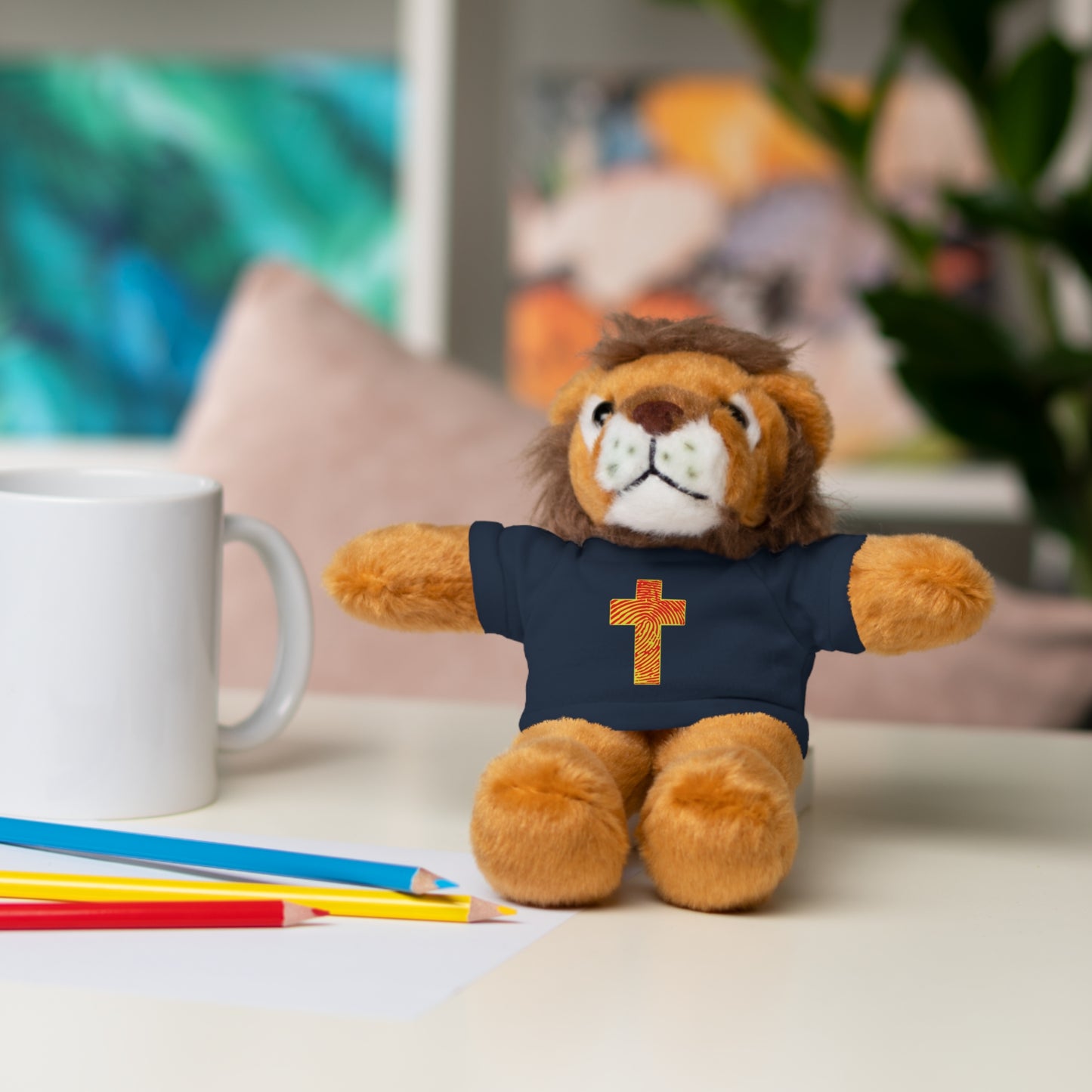Teddy Bear with Tee, Christian Themed Stuffed Animal, Personalized Gift for Kids, Religious Snuggle Buddy, Baptism & Celebration Decor
