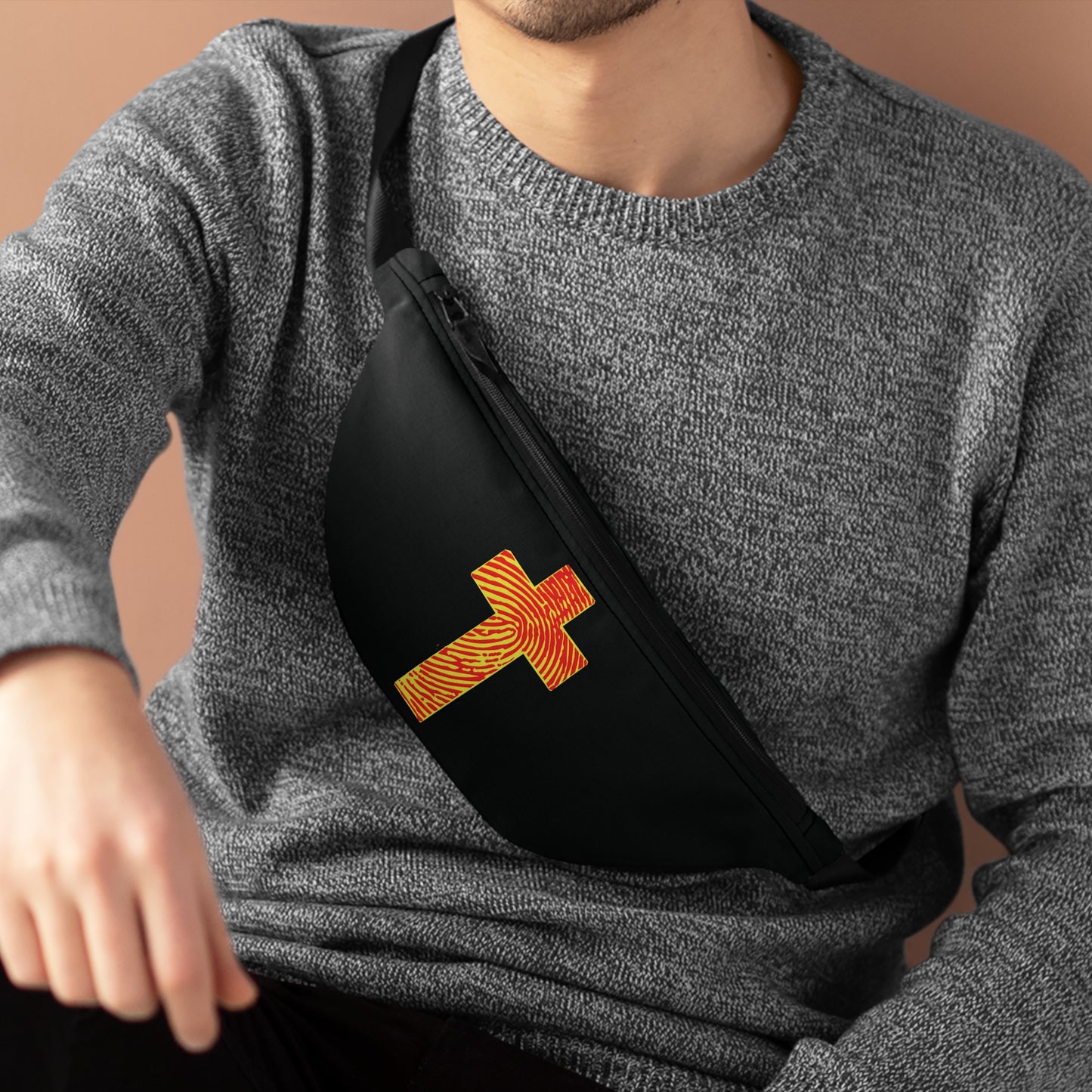 Cross Graphic Fanny Pack, Faith-inspired bag, Festival accessory, Christian gift, Everyday wear, Unique travel pouch