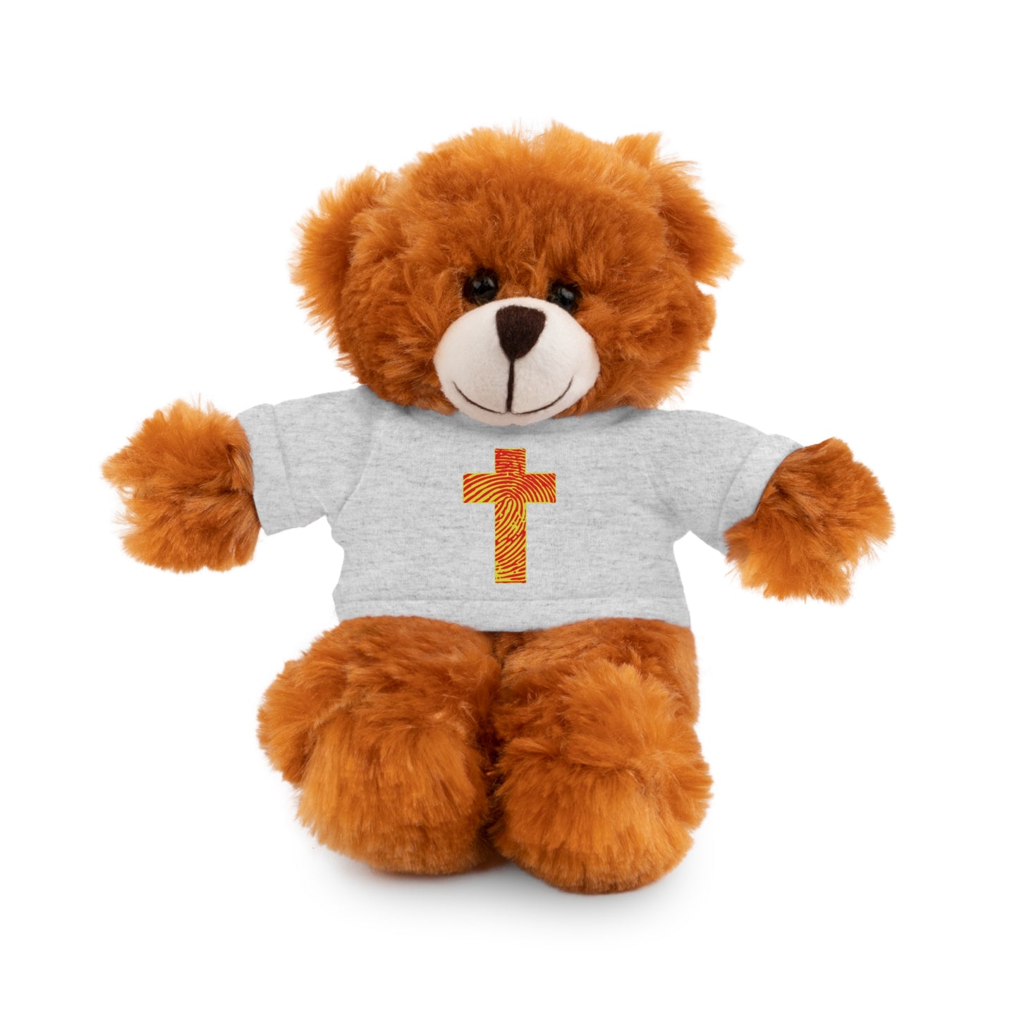 Teddy Bear with Tee, Christian Themed Stuffed Animal, Personalized Gift for Kids, Religious Snuggle Buddy, Baptism & Celebration Decor