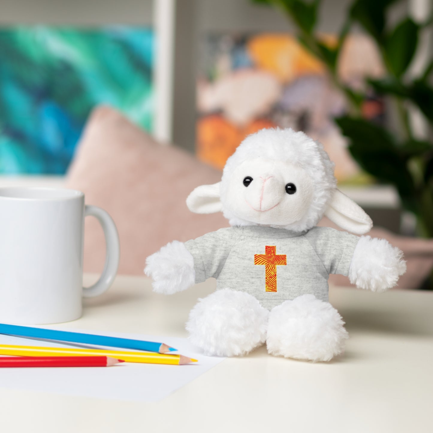 Teddy Bear with Tee, Christian Themed Stuffed Animal, Personalized Gift for Kids, Religious Snuggle Buddy, Baptism & Celebration Decor