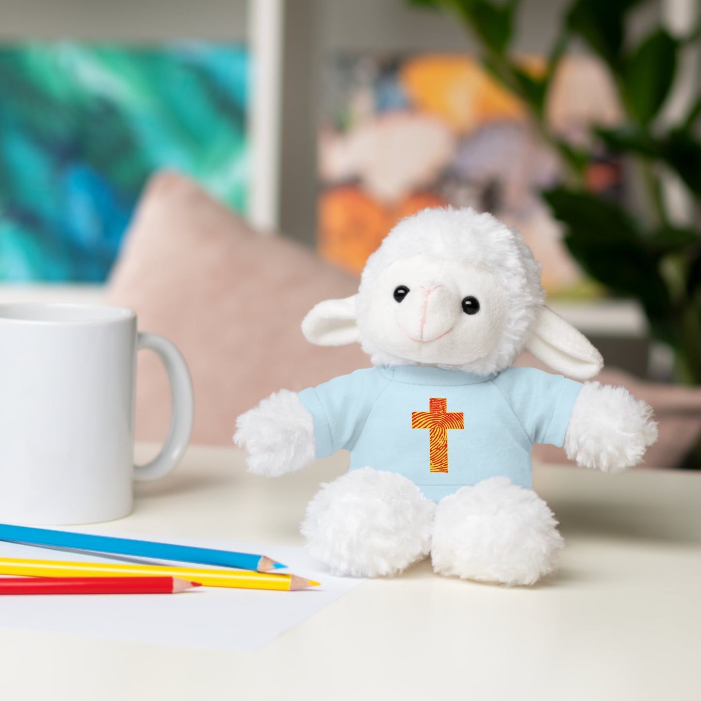Teddy Bear with Tee, Christian Themed Stuffed Animal, Personalized Gift for Kids, Religious Snuggle Buddy, Baptism & Celebration Decor