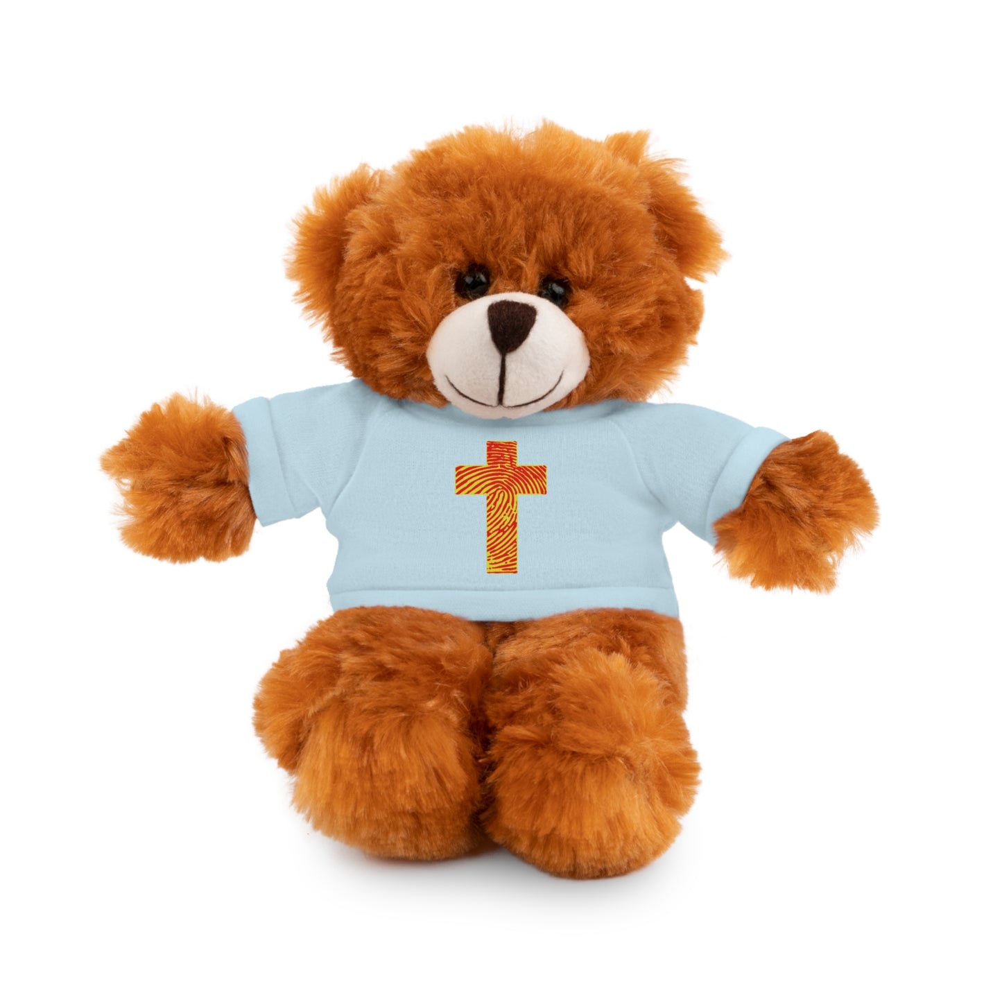 Teddy Bear with Tee, Christian Themed Stuffed Animal, Personalized Gift for Kids, Religious Snuggle Buddy, Baptism & Celebration Decor