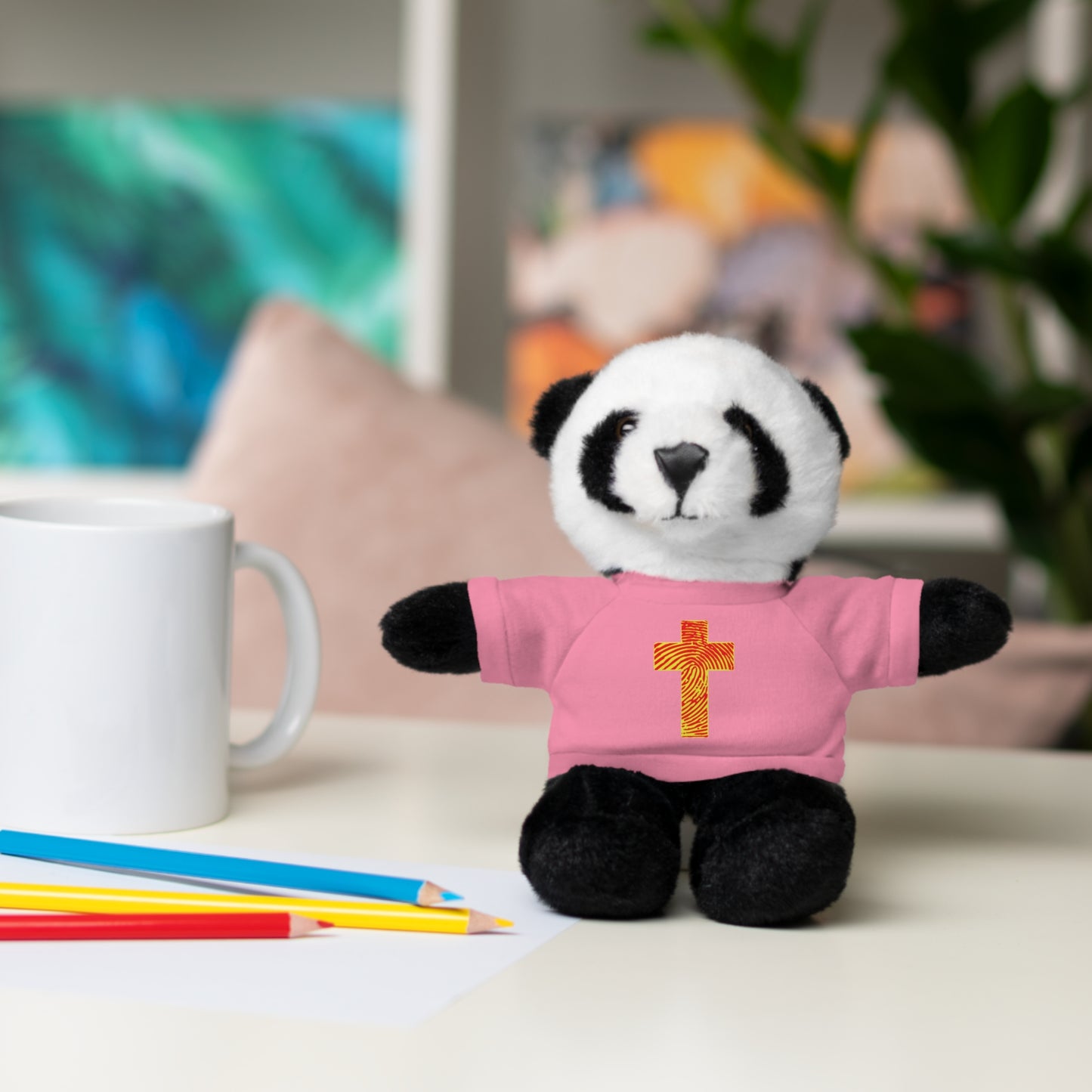 Teddy Bear with Tee, Christian Themed Stuffed Animal, Personalized Gift for Kids, Religious Snuggle Buddy, Baptism & Celebration Decor