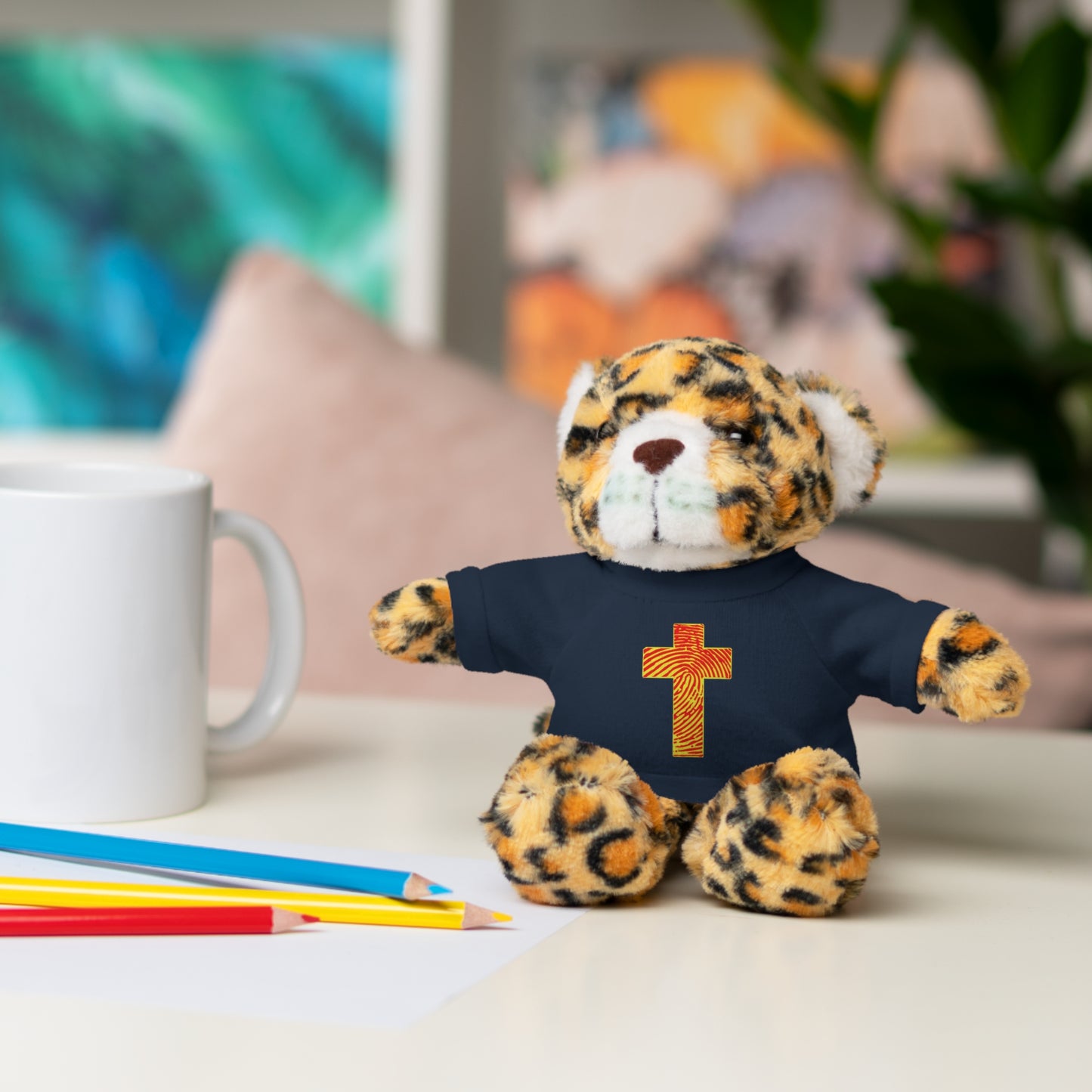 Teddy Bear with Tee, Christian Themed Stuffed Animal, Personalized Gift for Kids, Religious Snuggle Buddy, Baptism & Celebration Decor