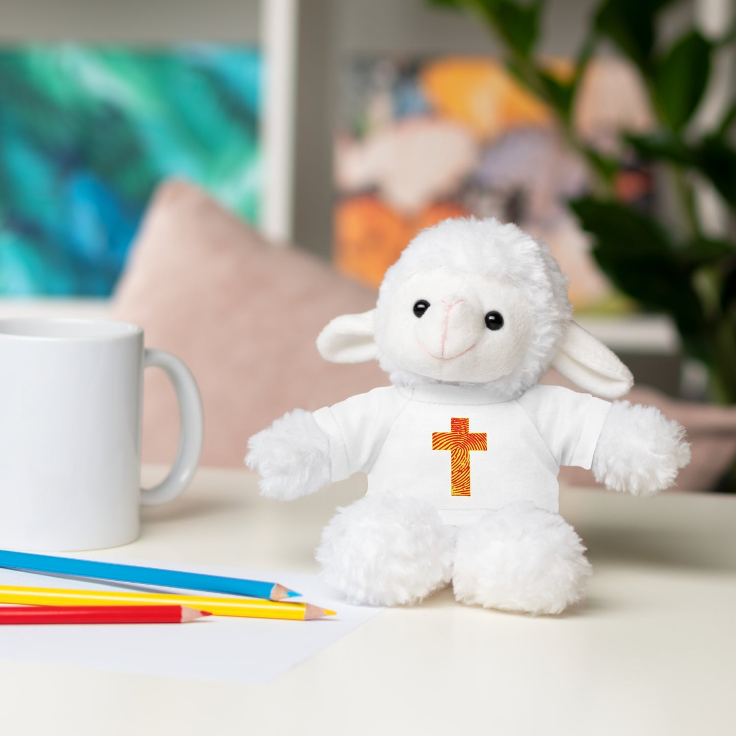 Teddy Bear with Tee, Christian Themed Stuffed Animal, Personalized Gift for Kids, Religious Snuggle Buddy, Baptism & Celebration Decor