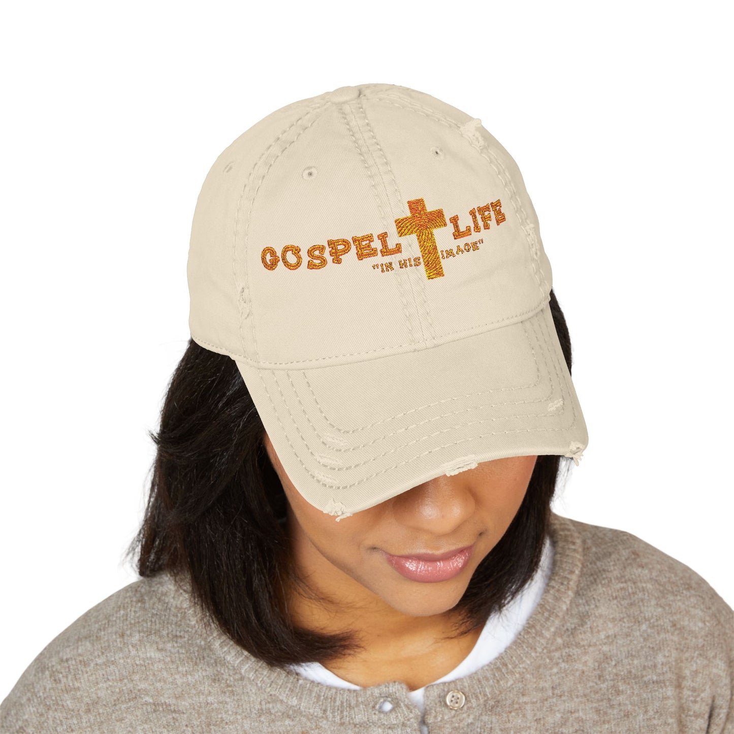 Distressed Embroidered Dad Hat, Casual Accessories, Faith-Based Gifts, Summer Fashion, Everyday Wear, Gospel Life Hat