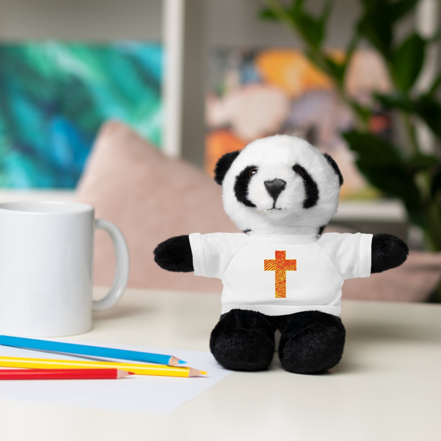 Teddy Bear with Tee, Christian Themed Stuffed Animal, Personalized Gift for Kids, Religious Snuggle Buddy, Baptism & Celebration Decor