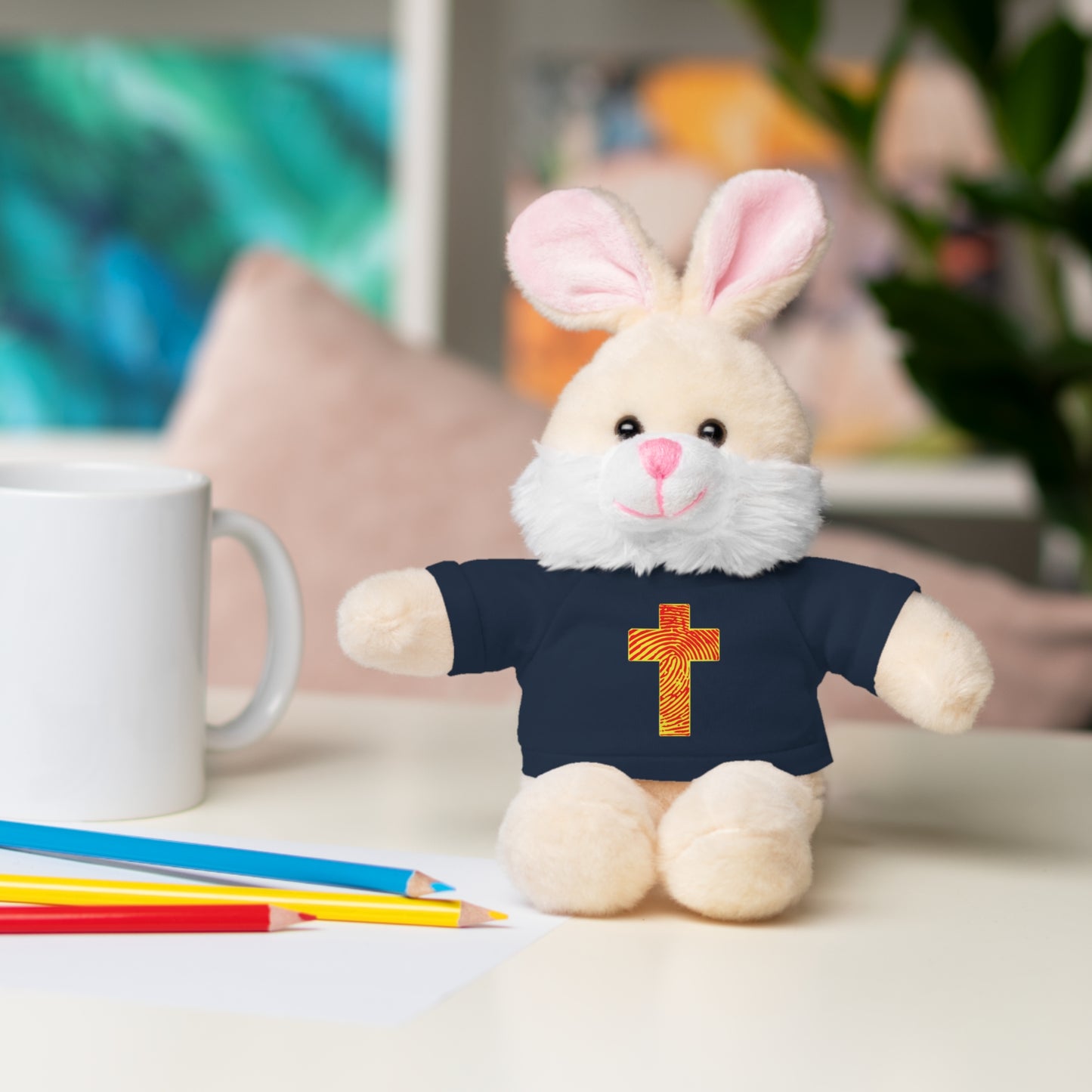 Teddy Bear with Tee, Christian Themed Stuffed Animal, Personalized Gift for Kids, Religious Snuggle Buddy, Baptism & Celebration Decor