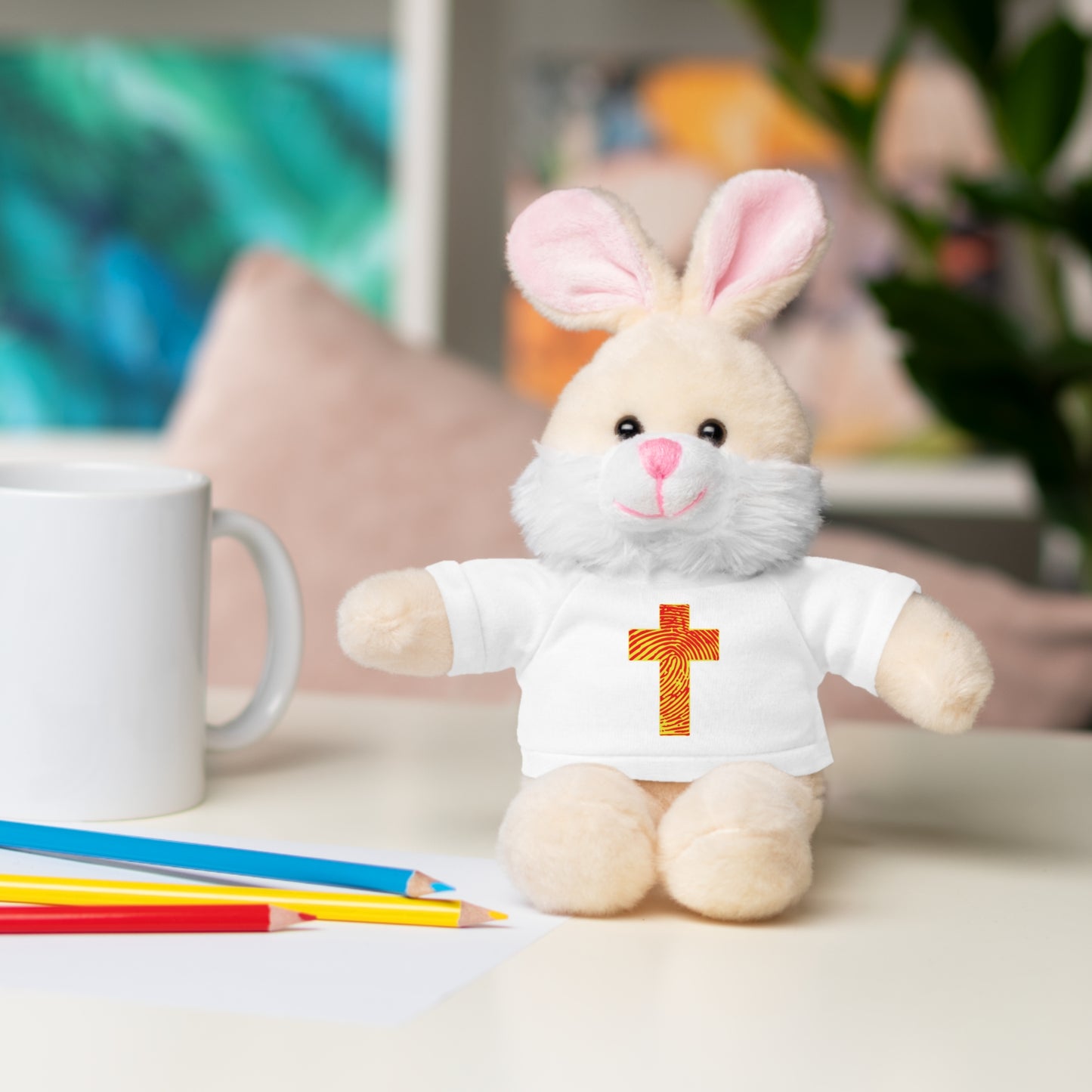 Teddy Bear with Tee, Christian Themed Stuffed Animal, Personalized Gift for Kids, Religious Snuggle Buddy, Baptism & Celebration Decor