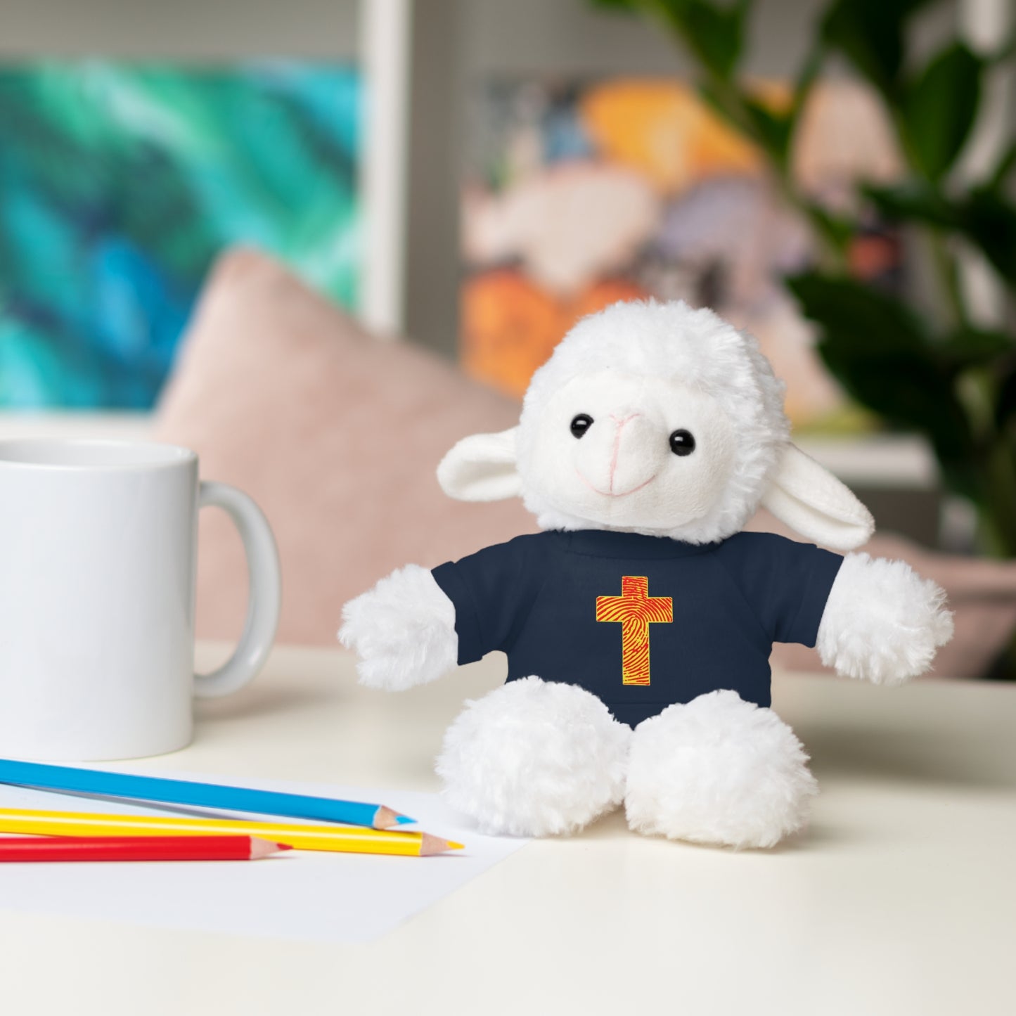 Teddy Bear with Tee, Christian Themed Stuffed Animal, Personalized Gift for Kids, Religious Snuggle Buddy, Baptism & Celebration Decor