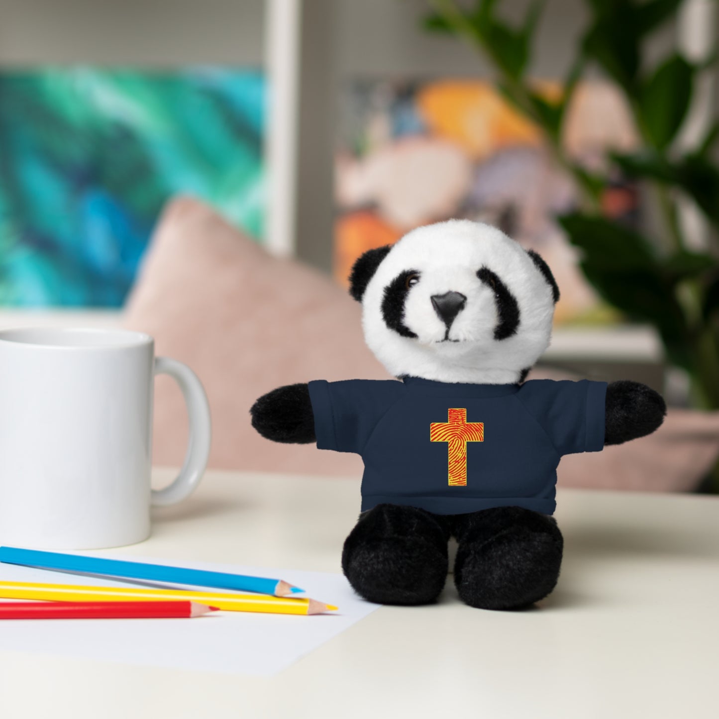 Teddy Bear with Tee, Christian Themed Stuffed Animal, Personalized Gift for Kids, Religious Snuggle Buddy, Baptism & Celebration Decor