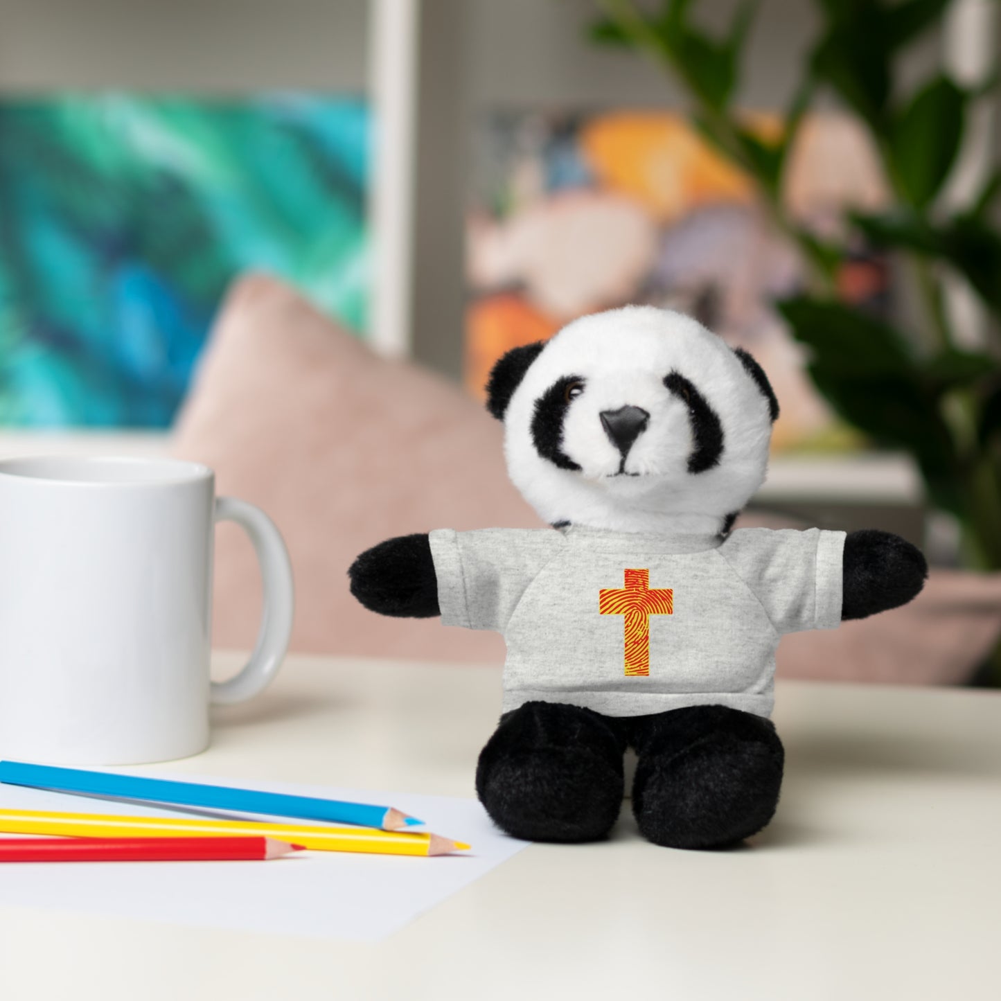 Teddy Bear with Tee, Christian Themed Stuffed Animal, Personalized Gift for Kids, Religious Snuggle Buddy, Baptism & Celebration Decor