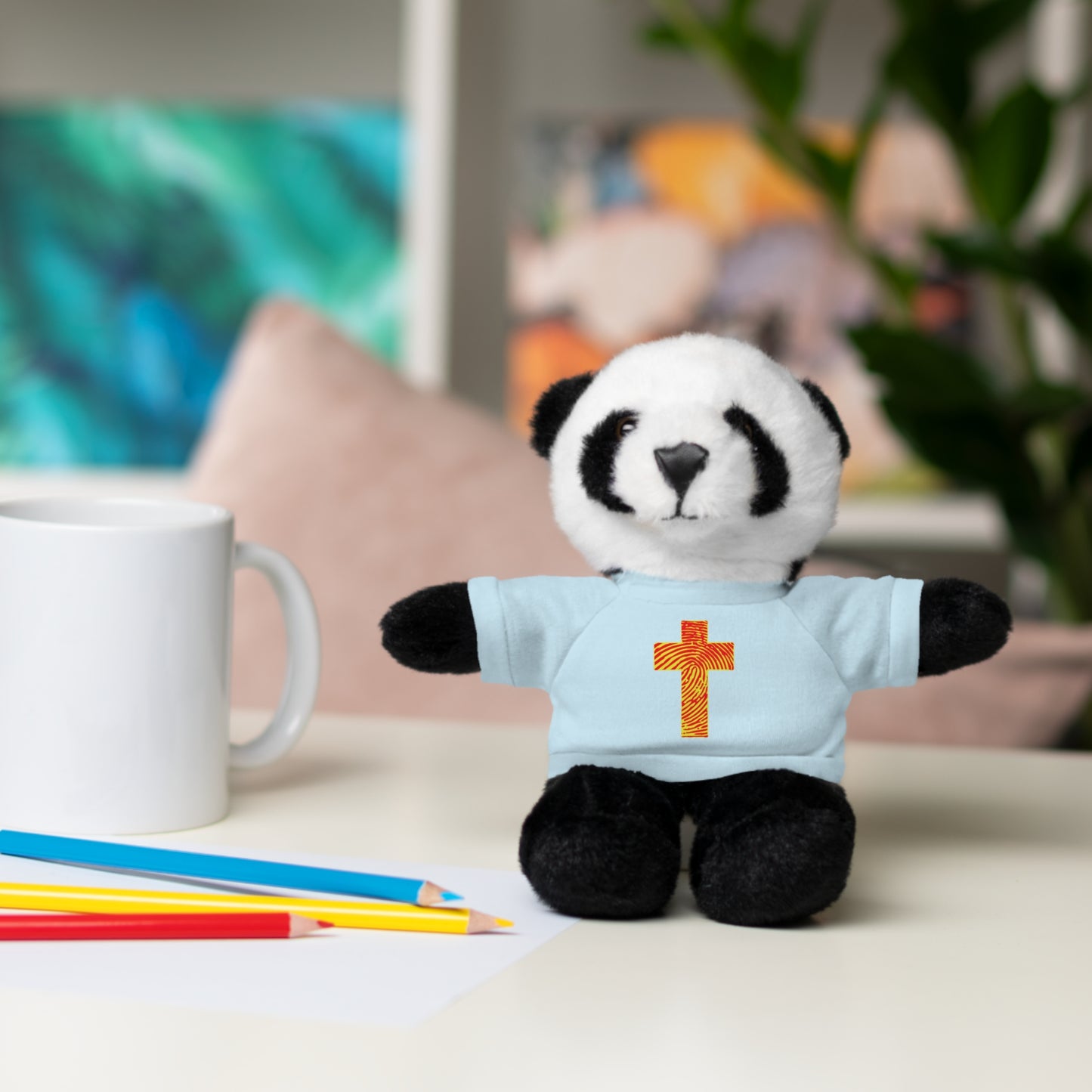 Teddy Bear with Tee, Christian Themed Stuffed Animal, Personalized Gift for Kids, Religious Snuggle Buddy, Baptism & Celebration Decor